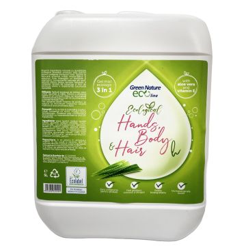 Green Nature Eco Line Ecological Hands, Body & Hair Wash canistră 5 litri | Gel mixt ecologic 3 in 1