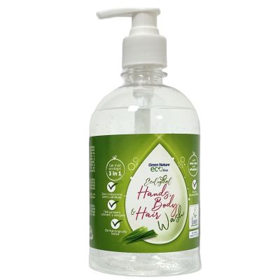 Green Nature Eco Line Ecological Hands, Body & Hair Wash PET 500 ml cu pompiță | Gel mixt ecologic 3 in 1